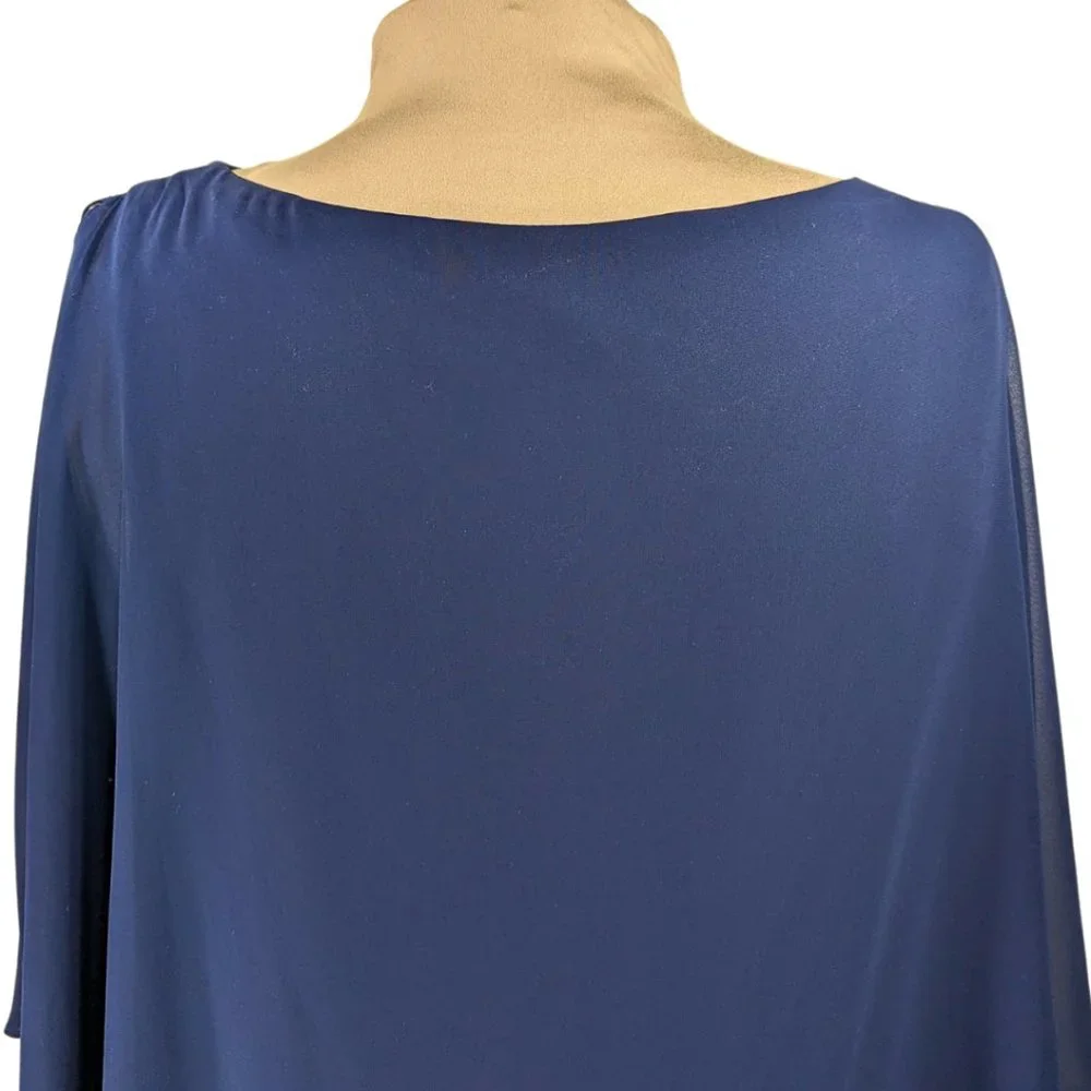 Xscape 14W Navy Blue Mother of the Bride Layered Chiffon Beaded Lined Dress - Picture 8 of 12
